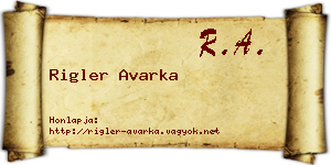 Rigler Avarka névjegykártya